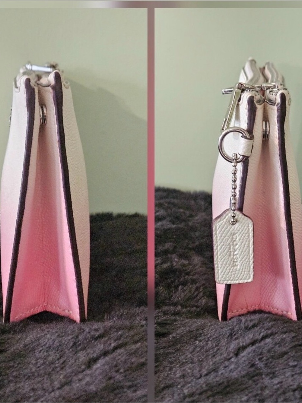 COACH Double Zip Large Pink Ombre Leather Clutch Wristlet w/ Hang Tag Fits Phone - Picture 3 of 8